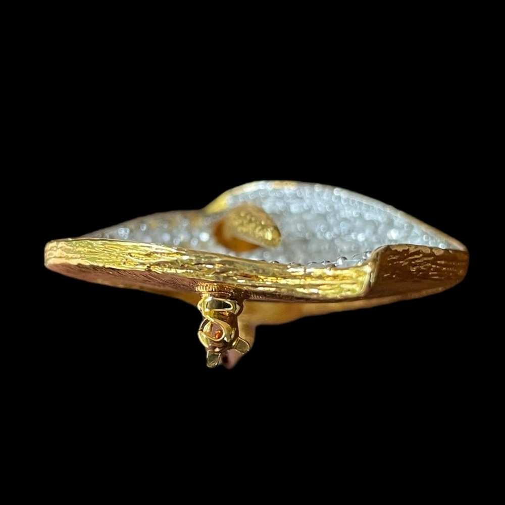 VTG Nolan Miller Calla Lilly Flower Crystals Gold Tone Brooch Pin - Picture 3 of 7